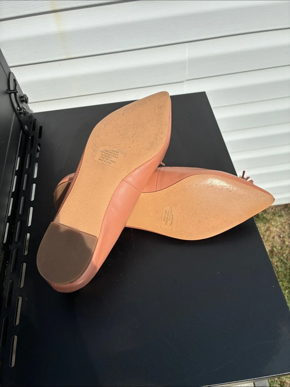 Banana Republic Anika Peach-Tan Leather Tasseled Pointed Toe Flats in 6.5